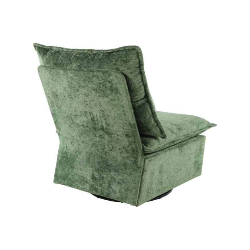 Chaise de loisirs pivotante en tissu chenille avec cadre en fer