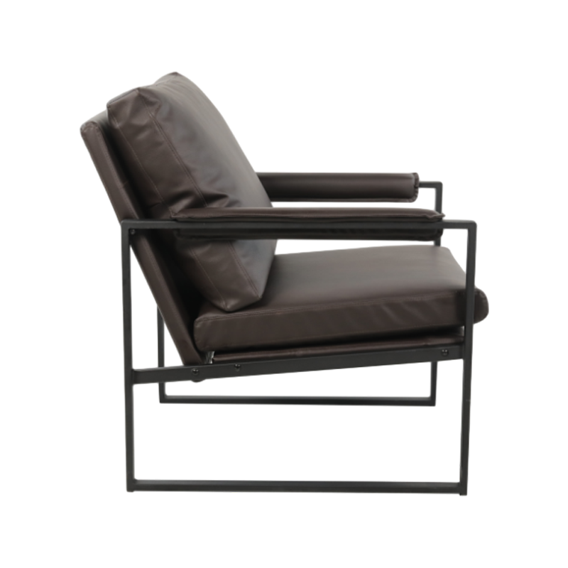Cadre d'accoudoir noir pulvérisé avec chaise de loisirs en tissu PU à revêtement doux