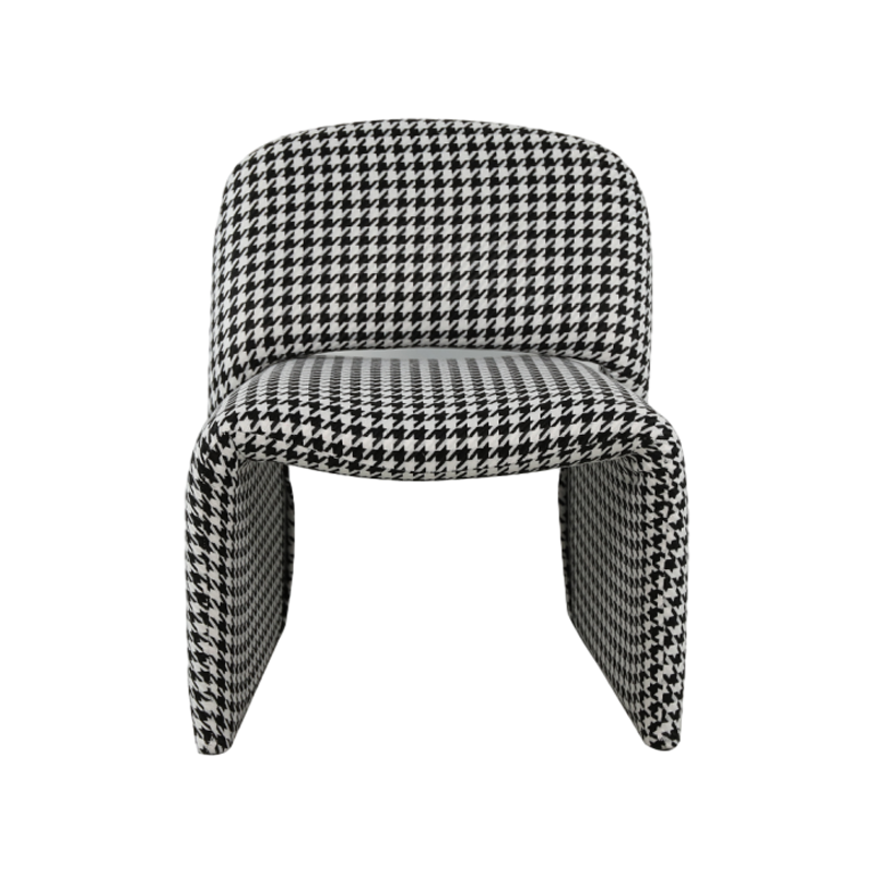Chaise de loisirs en tissu pied-de-poule remplie d'éponge à cadre intérieur en fer