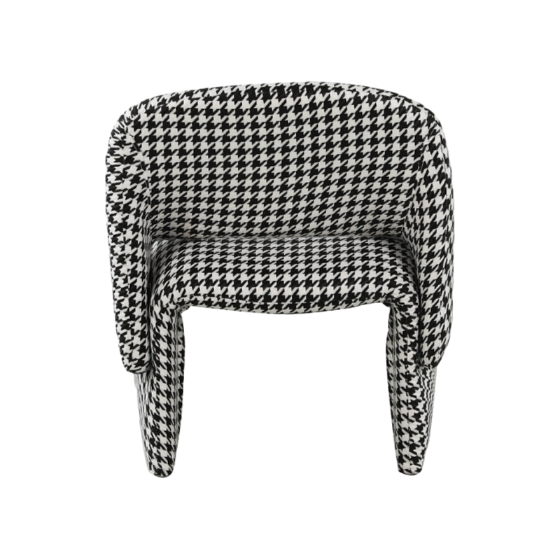 Chaise de loisirs en tissu pied-de-poule remplie d'éponge à cadre intérieur en fer